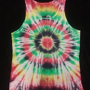 Handmade adult rasta tie dye tank top. Mens medium